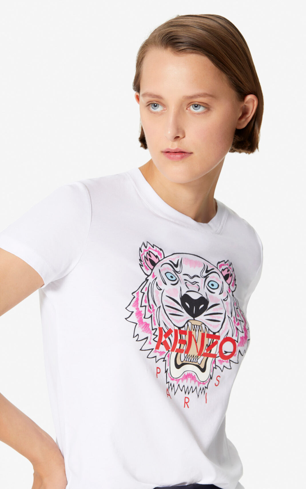 Kenzo Tiger Tişört Bayan Beyaz | 3608-GMOSP